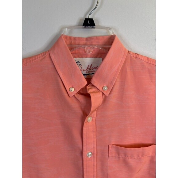 CHUBBIES Short Sleeve Button Down Shirt Men Small Salmon Performance Beach - Picture 5 of 11